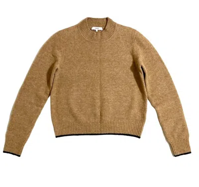 Vince Women's Crew Neck Long Sleeve Tipped Alpaca Merino Wool Sweater In Brown