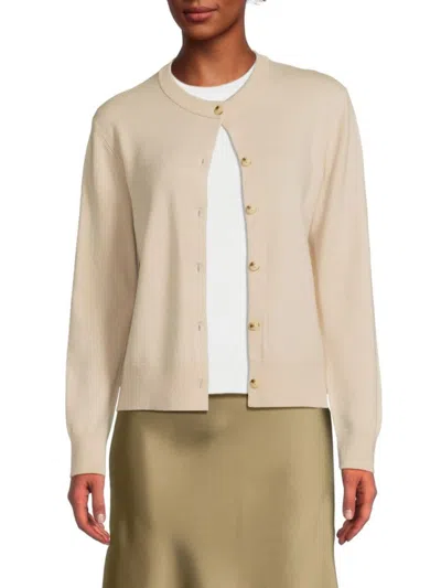 Vince Women's Crewneck Wool-blend Cardigan In Neutral