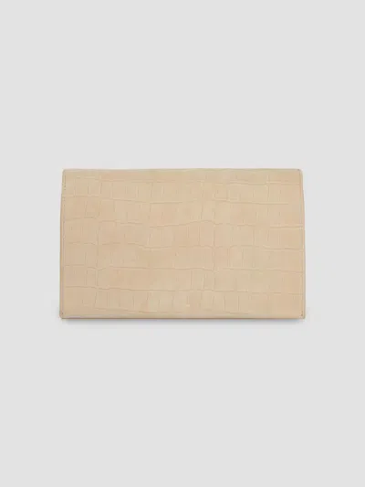 Vince Women's Croc-embossed Nubuck Wallet On Strap In Marzipan