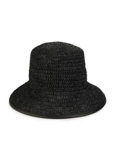 Vince Women's Crochet Raffia Bucket Hat In Black