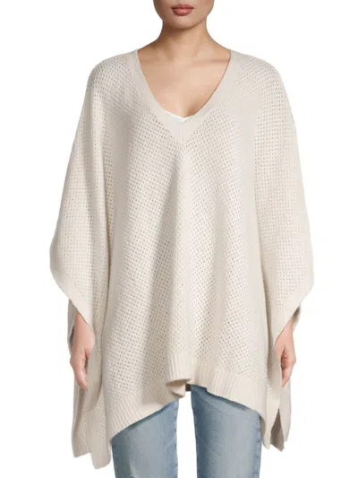 Vince Women's Crocheted Cotton Bouclé Poncho In White