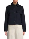 Vince Women's Cropped Jersey Trucker Jacket In Navy