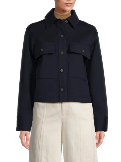 Vince Women's Cropped Jersey Trucker Jacket In Navy