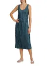 Vince Crushed Bias Stripe Sleeveless Midi Tank Dress In Blue