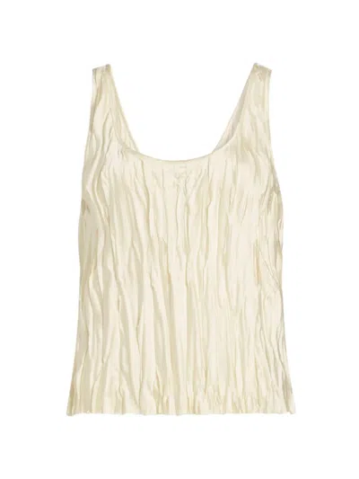 Vince Crushed Satin Bias Tank In Pale Ivory