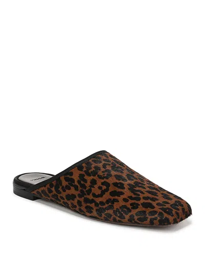 Vince Dakota Leopard Calf Hair Mules In Brown