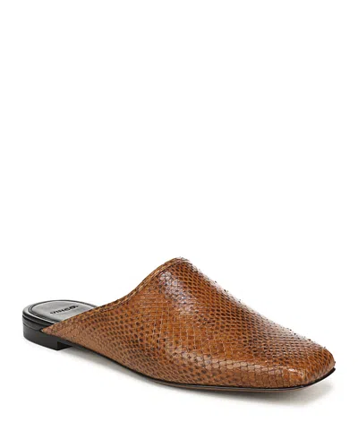Vince Dakota Snake-embossed Leather Mules In Brown