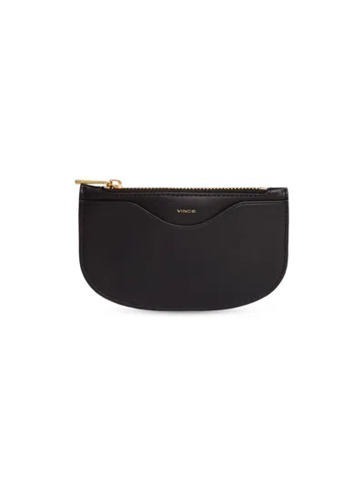 Vince Women's Demma Half Moon Leather Card Case In Black