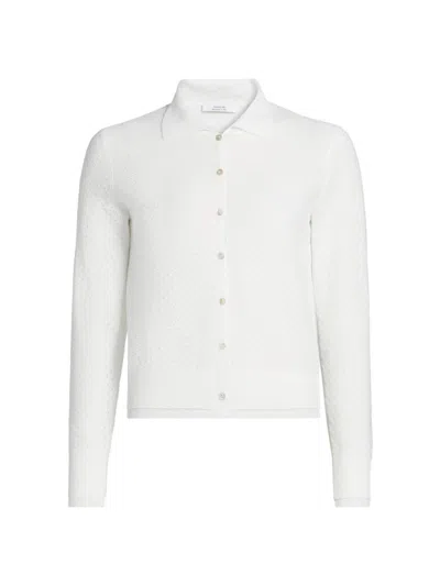 Vince Women's Double Layer Mesh Cardigan In White