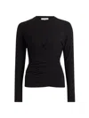 Vince Fixed-drape Long-sleeve Blouse In Black
