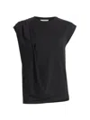 Vince Cap Sleeve Drape Top In Black