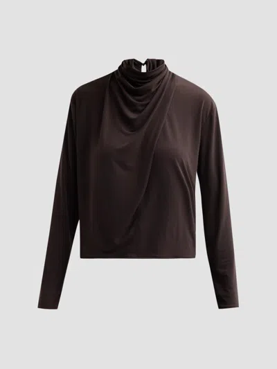 Vince Women's Draped Cowl Blouse In Brown