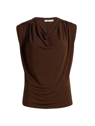 Vince Women's Draped Cowlneck Sleeveless Top In Brown