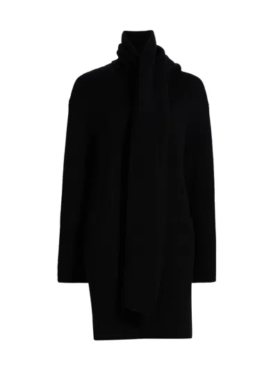 Vince Women's Draped Rib-knit Car Coat In Black