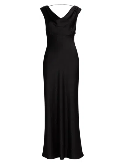 Vince Women's Draped Satin Maxi Dress In Black