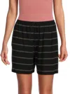 Vince Women's Drawstring Stripe Lounge Shorts In Black