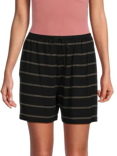 Vince Women's Drawstring Stripe Lounge Shorts In Black