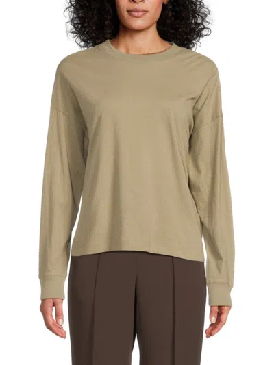 Vince Women's Drop-shoulder Cotton Top In Green