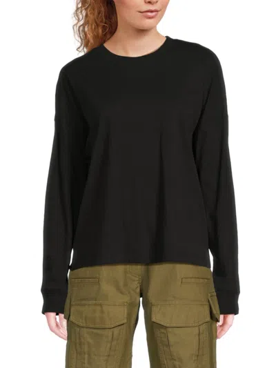 Vince Women's Drop-shoulder Cotton Top In Black