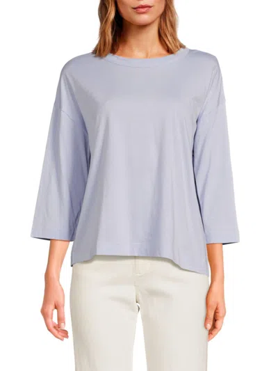 Vince Bracelet Sleeve Boxy Cotton Top In Sky Graphic