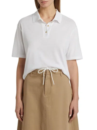 Vince Cotton Polo Top In White