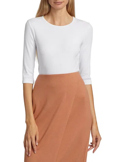Vince Women's Elbow Sleeve Crewneck Top In White