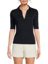 Vince Women's Elbow-sleeve Pima Cotton Polo Shirt