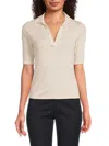 Vince Women's Elbow-sleeve Pima Cotton Polo Shirt