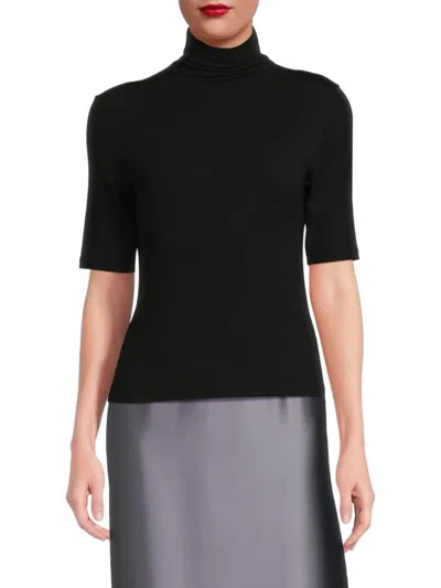 Vince Women's Elbow-sleeve Turtleneck Top In Black