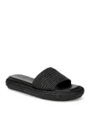 Vince Eva Womens Braided Manmade Slide Sandals In Black