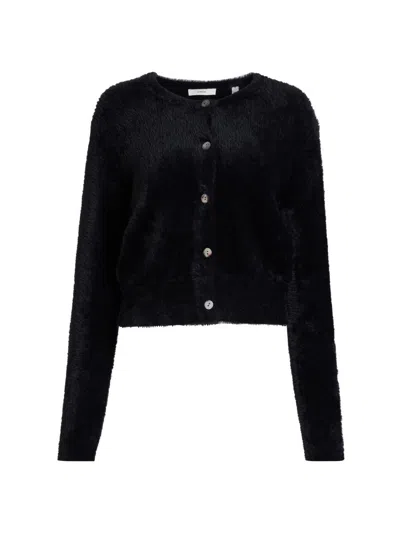 Vince Brushed Knitted Cardigan In Black