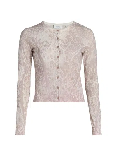 Vince Women's Floral Cotton-blend Cardigan In Pink