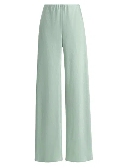 Vince Women's Fluid Bias-cut Satin High-rise Trousers In Green
