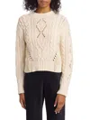 Vince Wool Fringe-trim Cable-knit Sweater In Cream