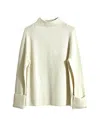 Shop Vince Women's Funnel Neck Long Sleeve Rolled Cuffs Sweater In Ivory In Multi