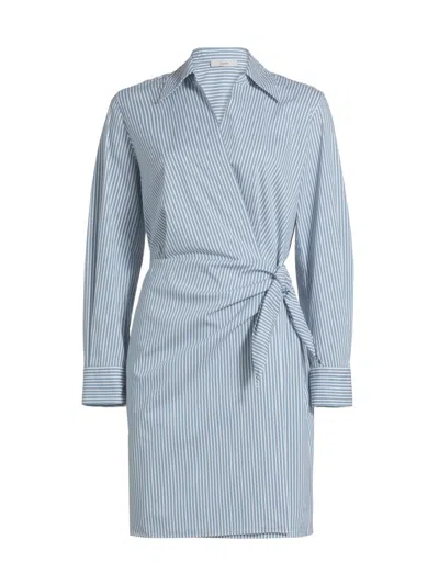 Vince Women's Furrow Stripe Wrap Dress In Blue