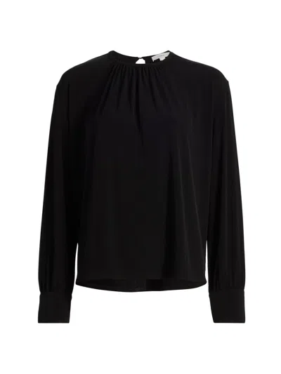 Vince Women's Gathered Crewneck Blouse In Black