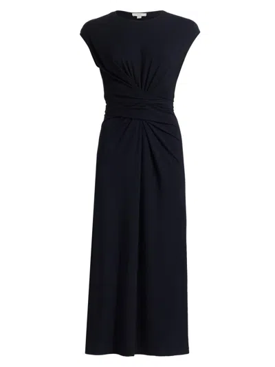 Vince Women's Gathered Wrap-style Midi-dress In Blue