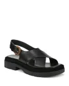 Vince Helena Leather Crisscross Slingback Sandals In Black Leather