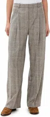 Vince Women's High Rise Wool Blend Plaid Trouser In Heritage Grey