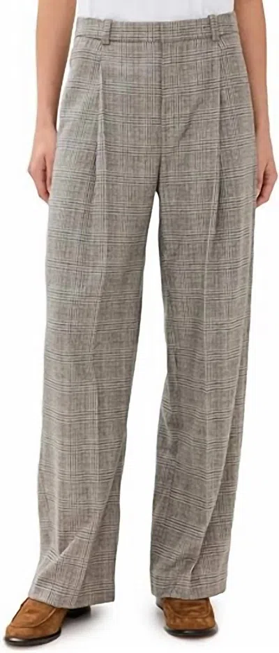 Vince Women's High Rise Wool Blend Plaid Trouser In Heritage Grey