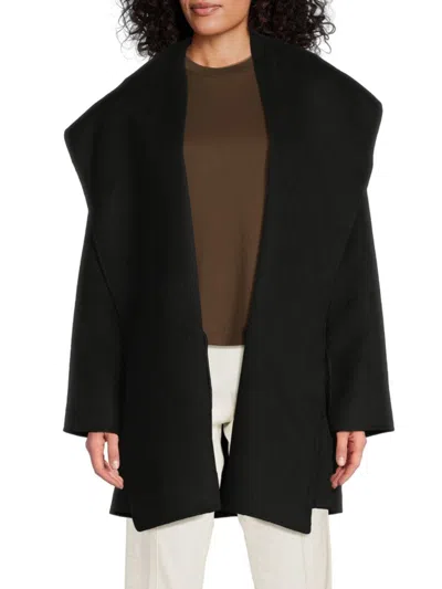 Vince Women's Hooded Wool-blend Coat In Black