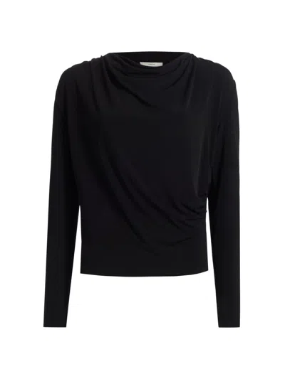Vince Matte Jersey Cowl-neck Blouse In Black