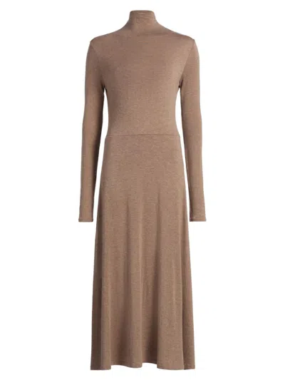 Vince Women's Jersey Funnel-neck Midi-dress In Brown