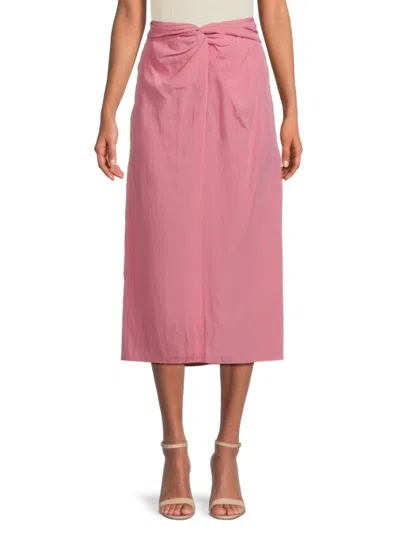 Vince Women's Knot Front Midi Skirt In Pink
