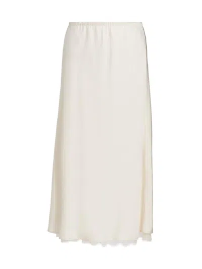 Vince Women's Lace-trim Satin Midi-skirt In Sand