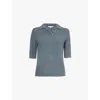 Vince Soft Boucle Short Sleeve Polo Lake Stone In Lake Stone