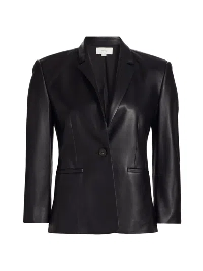 Vince Women's Leather Shrunken Blazer In Black