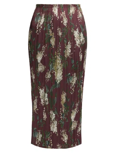Vince Women's Lilac Print Micro-pleated Midi-skirt In Multi