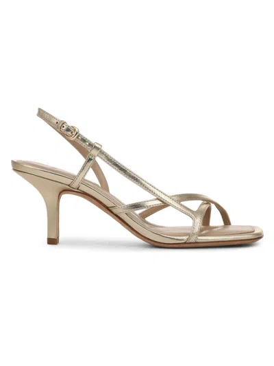 Vince 65mm Lilian Metallic Leather Slingback Sandals In Animal Print